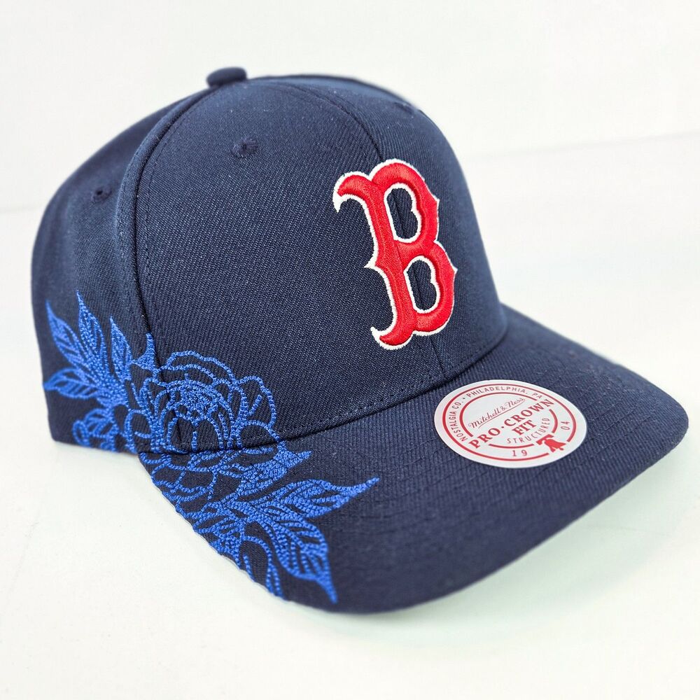 Mitchell & Ness Boston Red Sox Floral Snapback Hat Navy Blue NWT